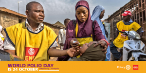 Polio vaccination being provided through support by the Rotary organisation.